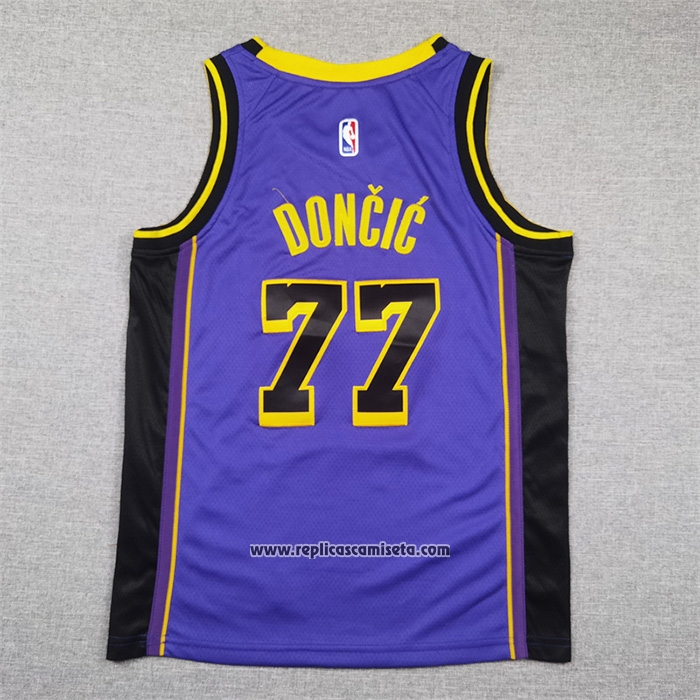 Camiseta Nino Los Angeles Lakers Luka Doncic #77 Statement 2024 Violeta